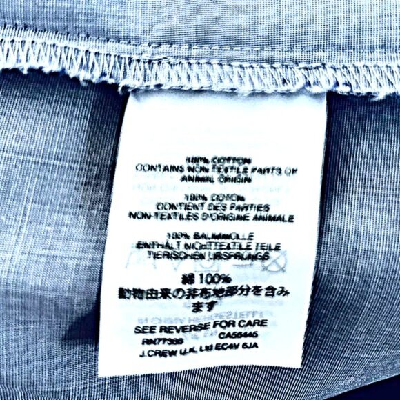 J CREW Womens Button Back Blouse Size 4 Light Blue Chambray Short Bell Sleeves - Picture 7 of 8